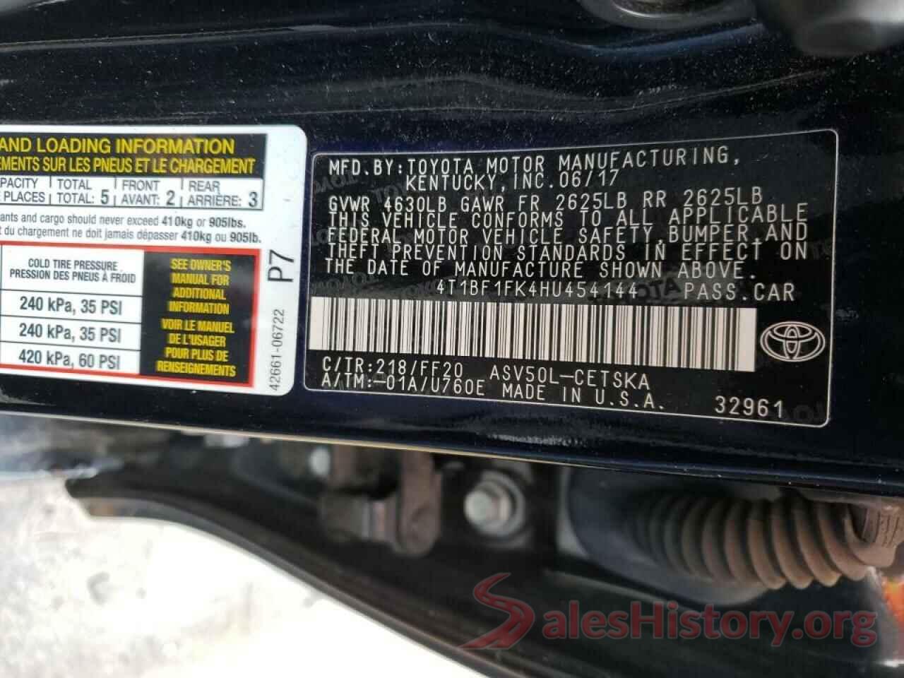 4T1BF1FK4HU454144 2017 TOYOTA CAMRY