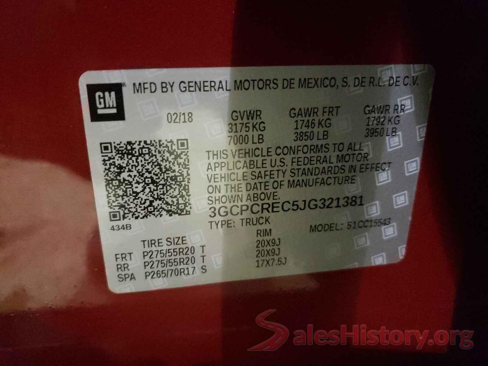 3GCPCREC5JG321381 2018 CHEVROLET SILVERADO