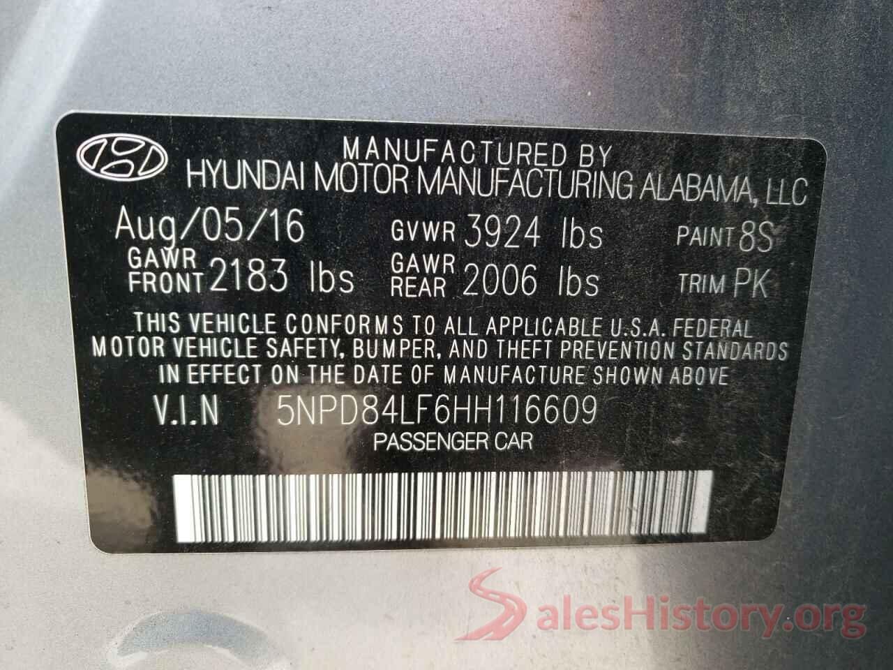 5NPD84LF6HH116609 2017 HYUNDAI ELANTRA