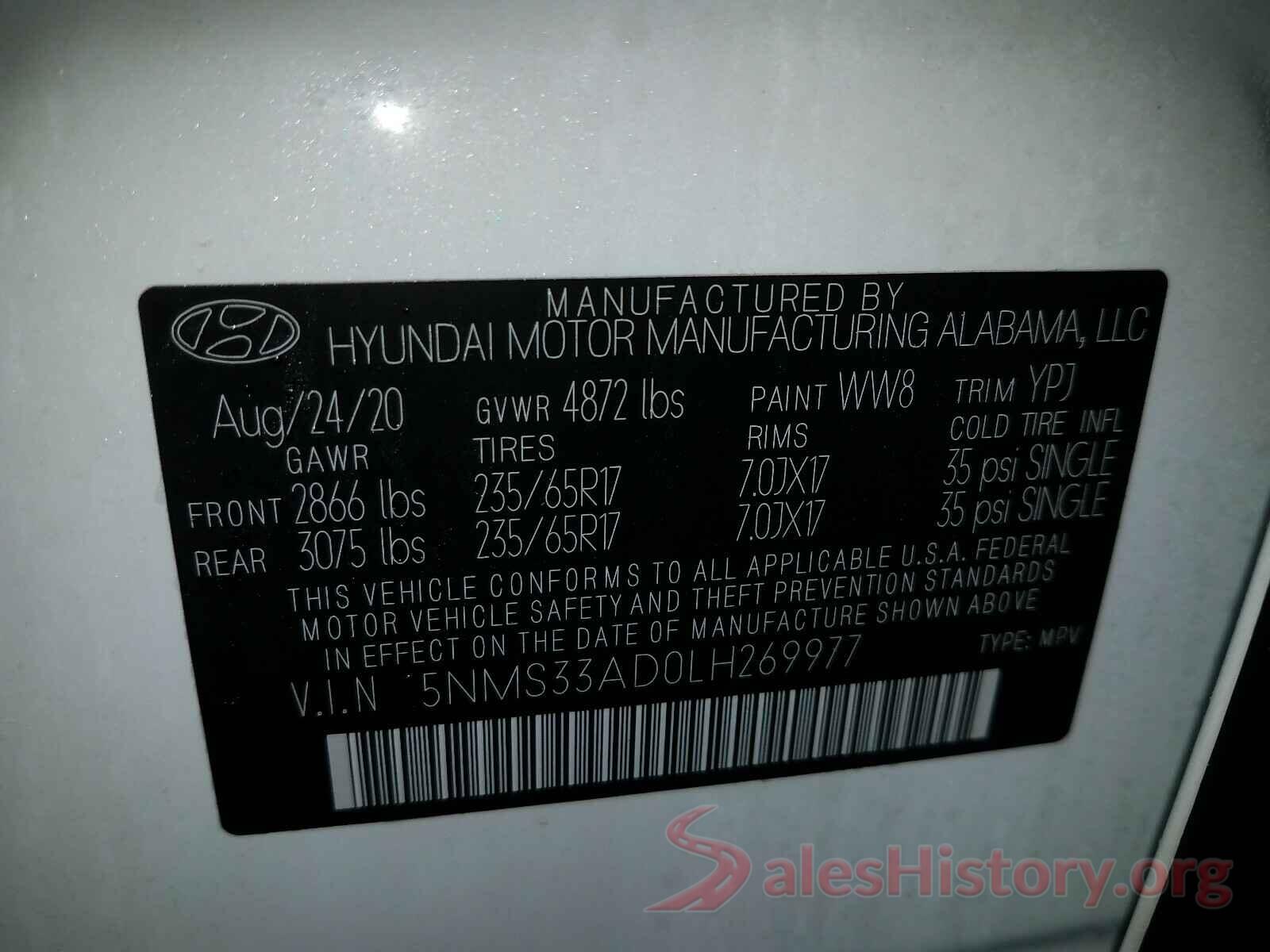 5NMS33AD0LH269977 2020 HYUNDAI SANTA FE