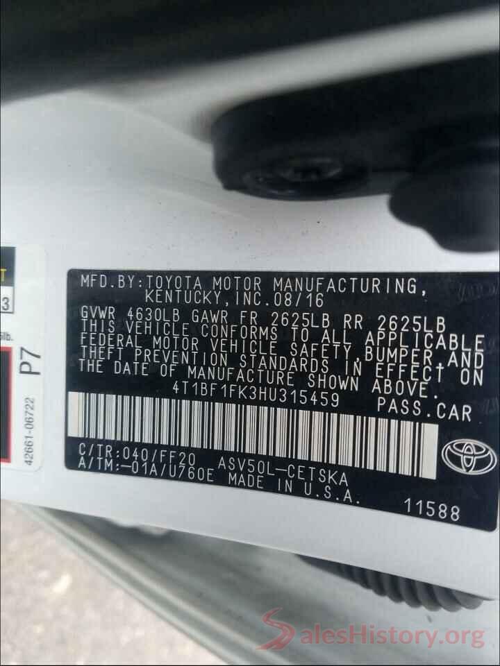 4T1BF1FK3HU315459 2017 TOYOTA CAMRY