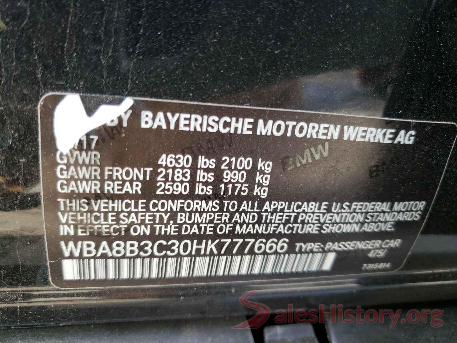 WBA8B3C30HK777666 2017 BMW 3 SERIES