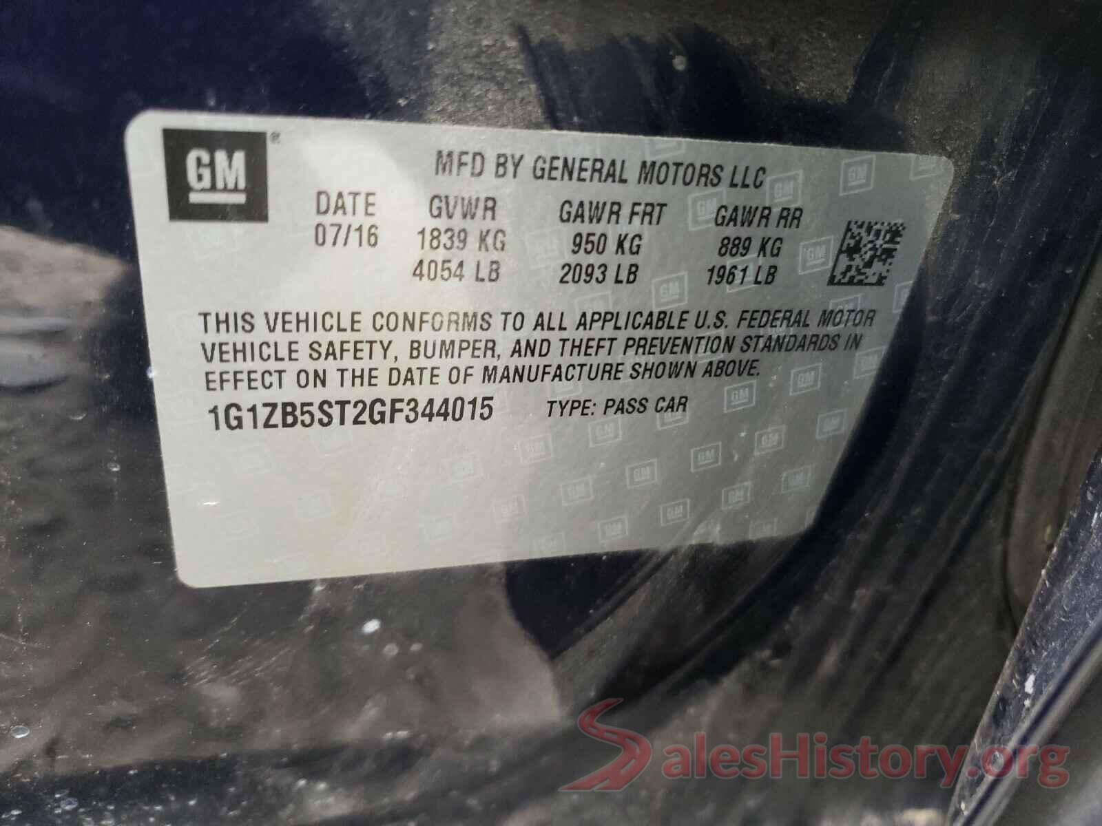 1G1ZB5ST2GF344015 2016 CHEVROLET MALIBU