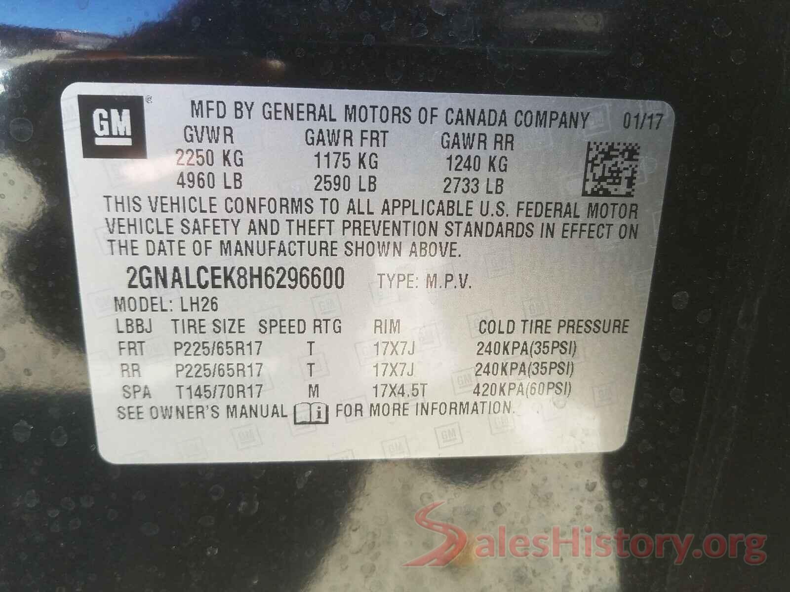 2GNALCEK8H6296600 2017 CHEVROLET EQUINOX