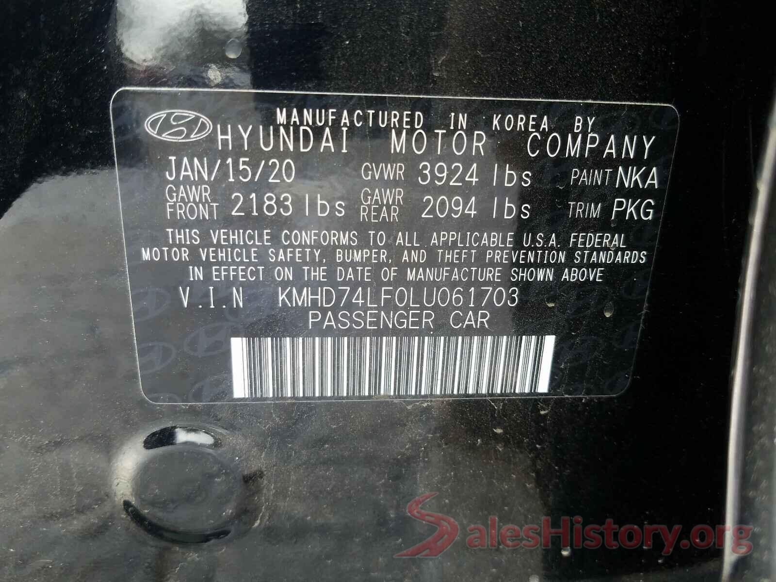 KMHD74LF0LU061703 2020 HYUNDAI ELANTRA