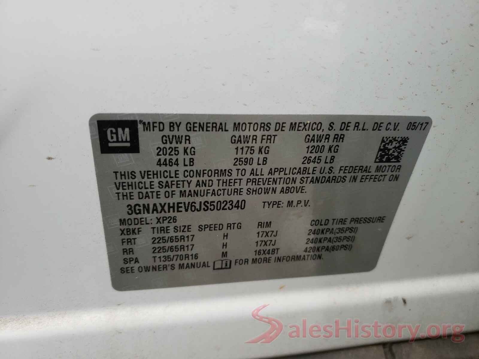 3GNAXHEV6JS502340 2018 CHEVROLET EQUINOX