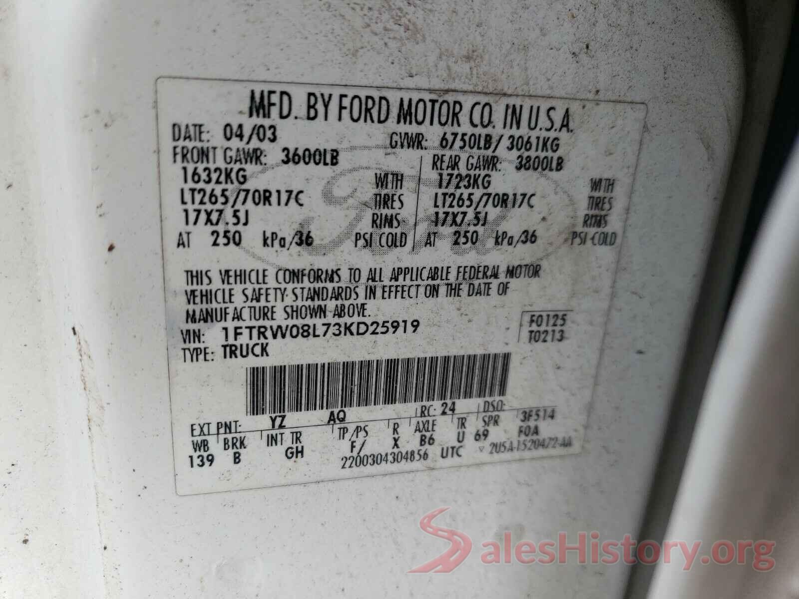 JM1BM1U79G1277941 2003 FORD F150