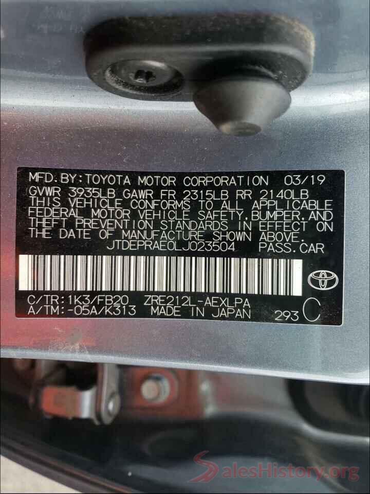 JTDEPRAE0LJ023504 2020 TOYOTA COROLLA