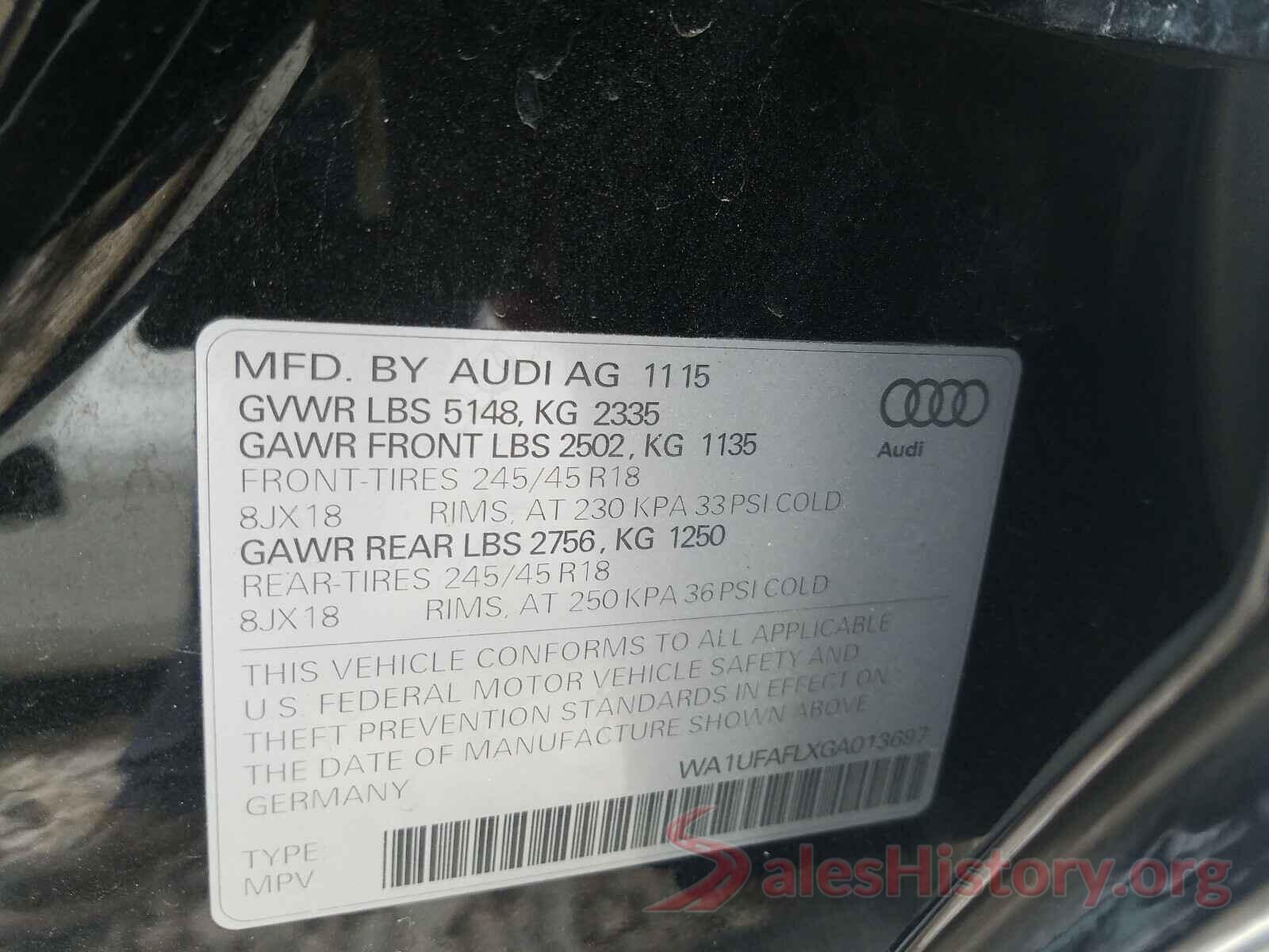 WA1UFAFLXGA013697 2016 AUDI A4