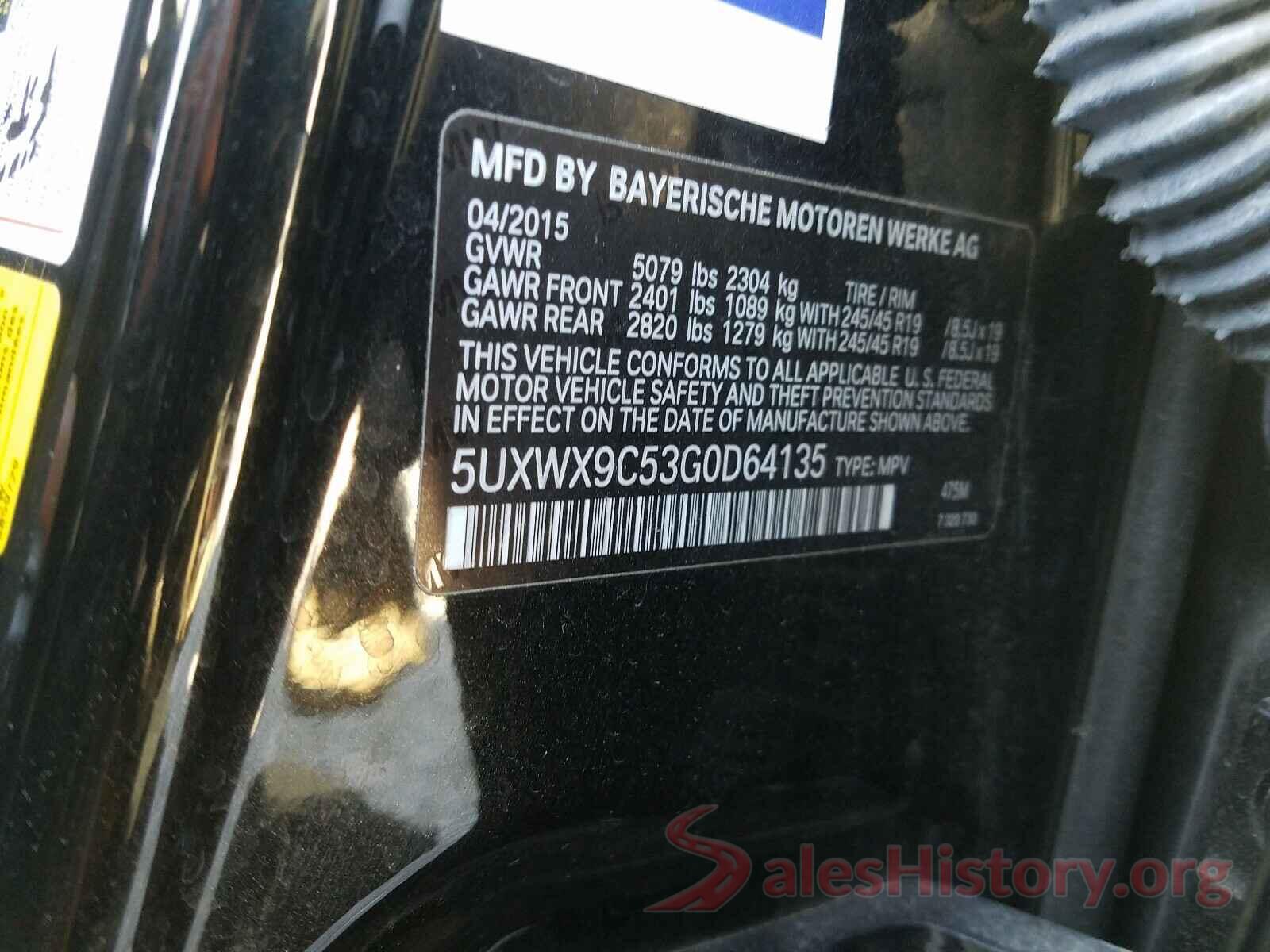 5UXWX9C53G0D64135 2016 BMW X5