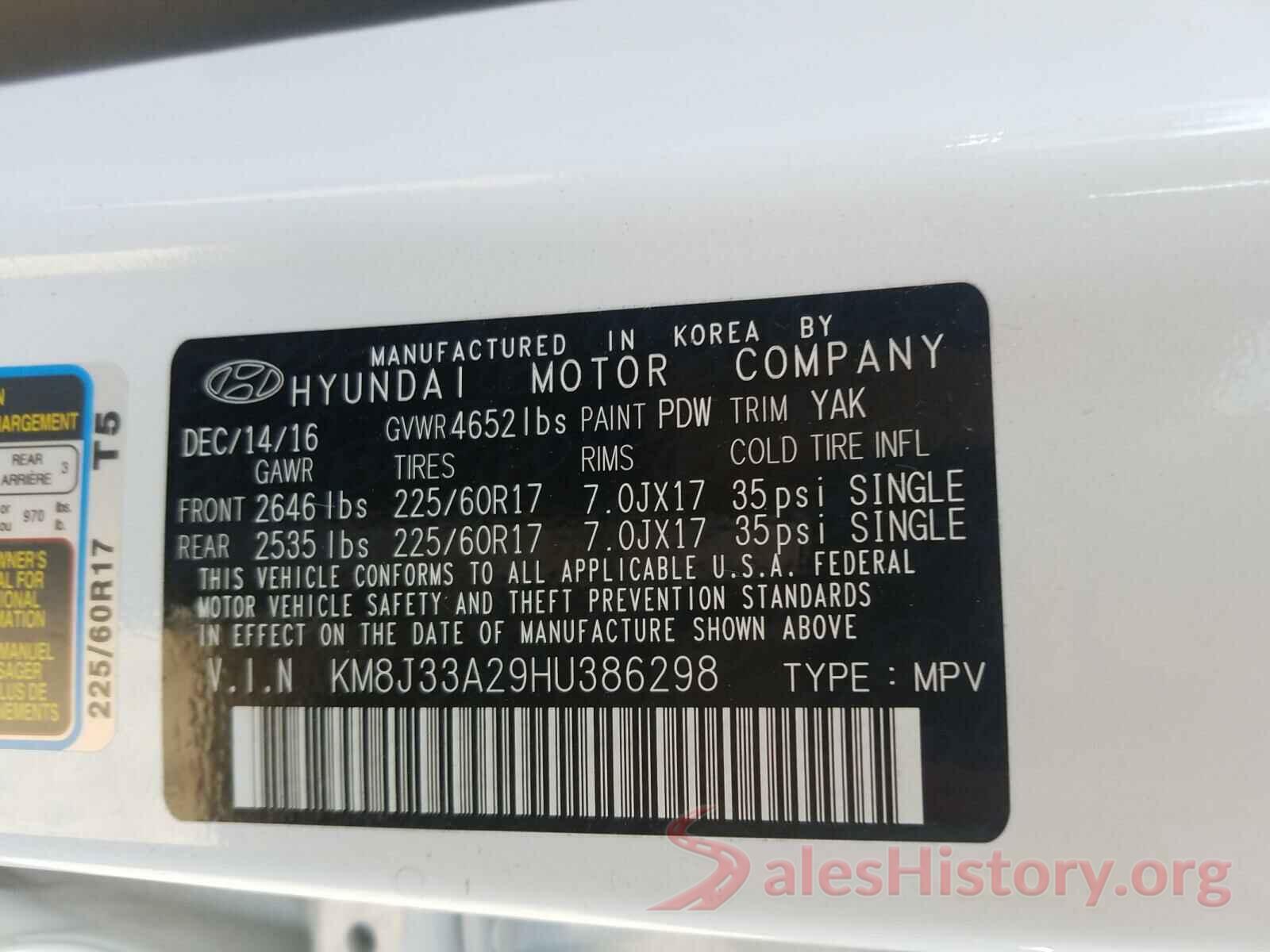 KM8J33A29HU386298 2017 HYUNDAI TUCSON