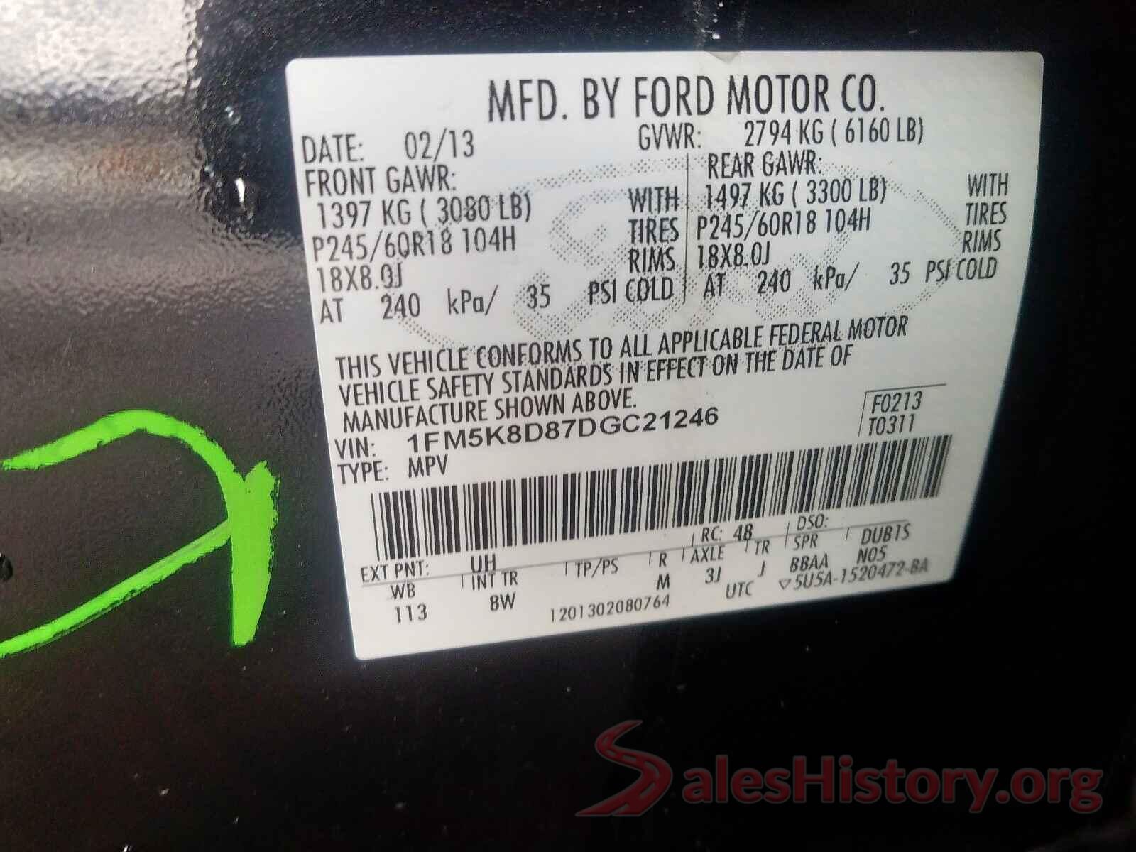 JM3KFACM2M0353610 2013 FORD EXPLORER