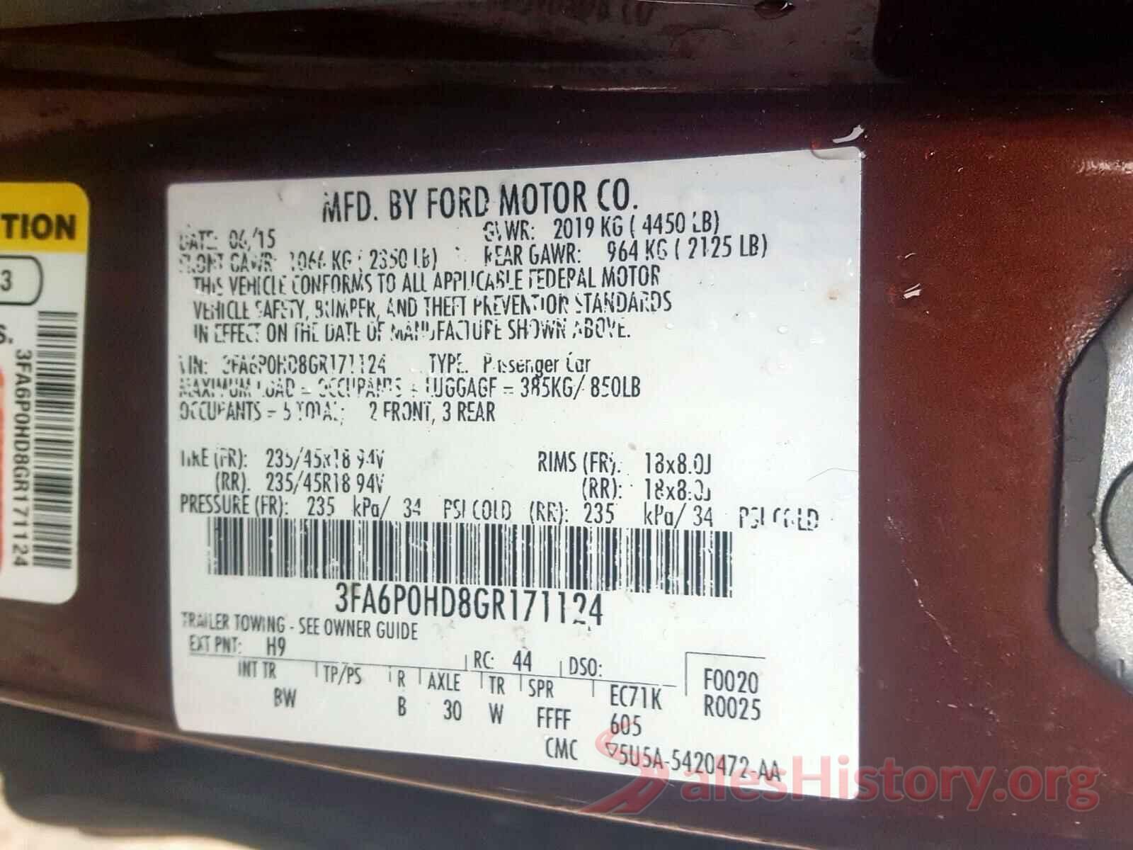 3N1CE2CP2KL358387 2016 FORD FUSION