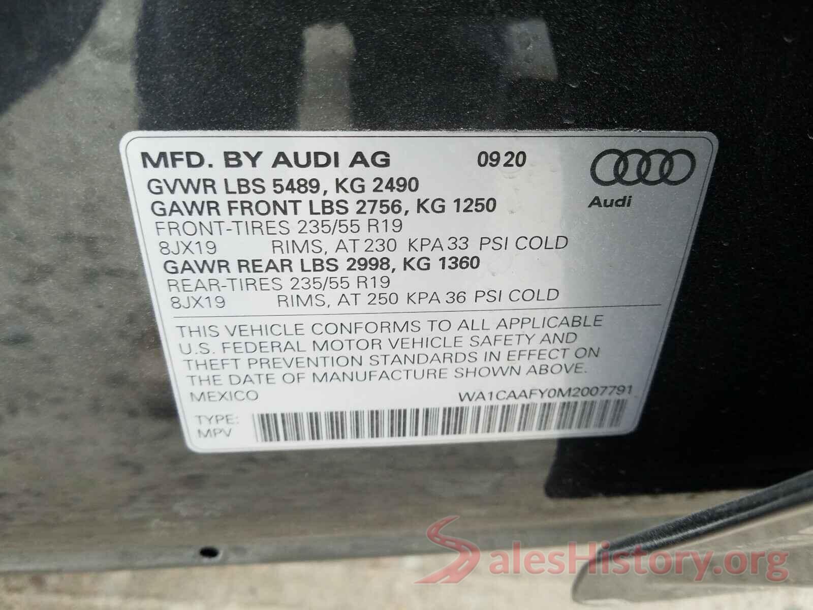 WA1CAAFY0M2007791 2021 AUDI Q5