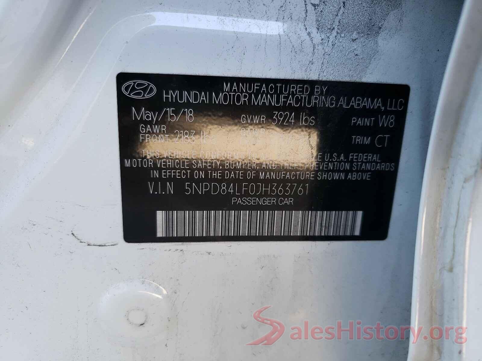 5NPD84LF0JH363761 2018 HYUNDAI ELANTRA