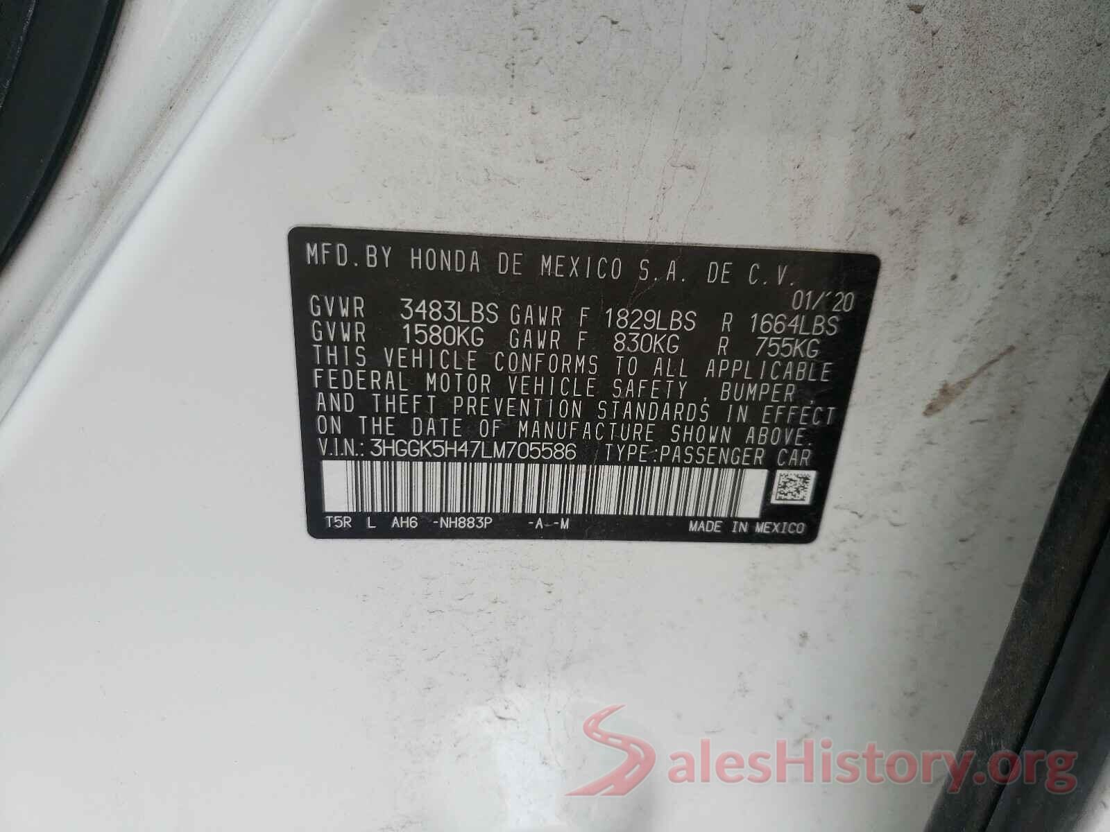 3HGGK5H47LM705586 2020 HONDA FIT