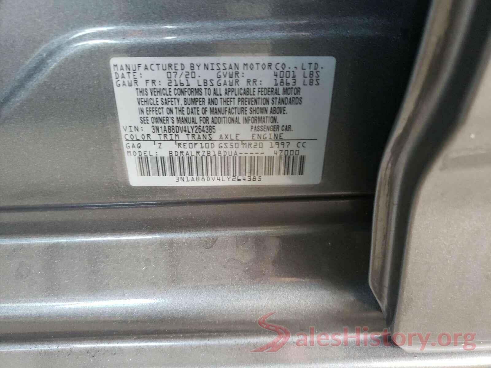 3N1AB8DV4LY264385 2020 NISSAN SENTRA