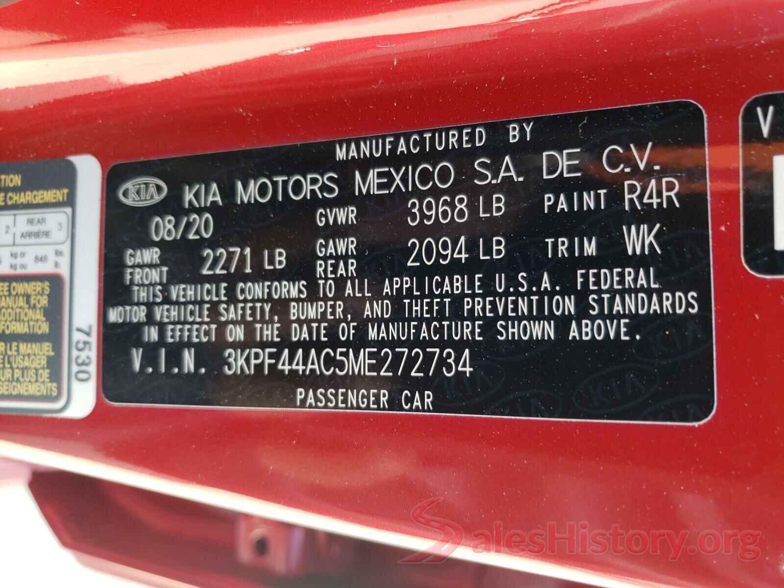 3KPF44AC5ME272734 2021 KIA FORTE