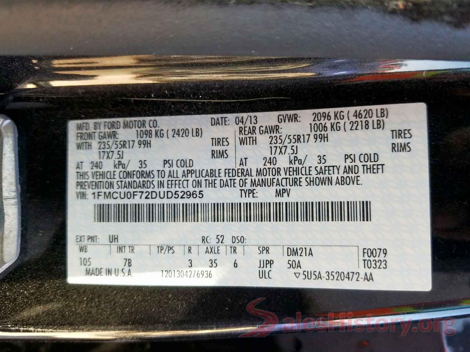 19XFC2F56GE037930 2013 FORD ESCAPE