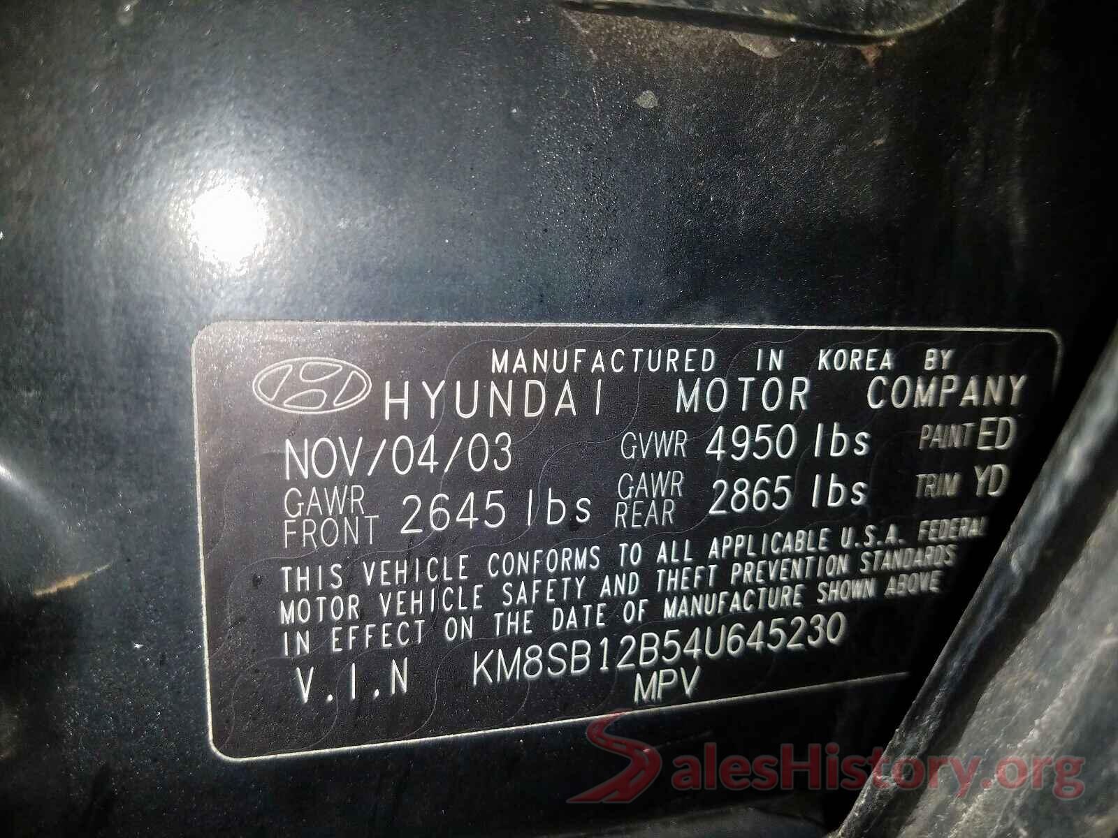 1N4BL4BV9KC230434 2004 HYUNDAI SANTA FE