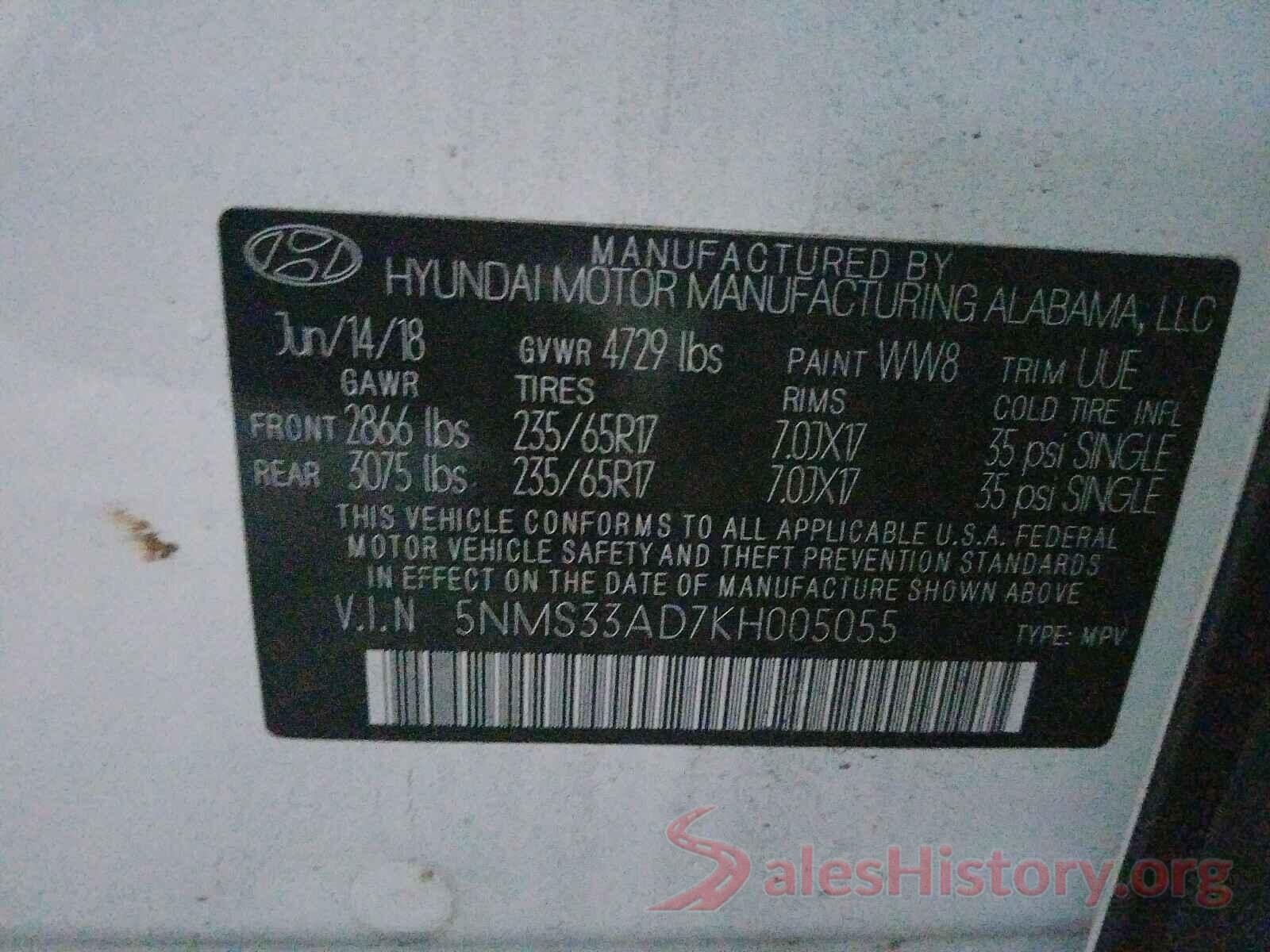 5NMS33AD7KH005055 2019 HYUNDAI SANTA FE