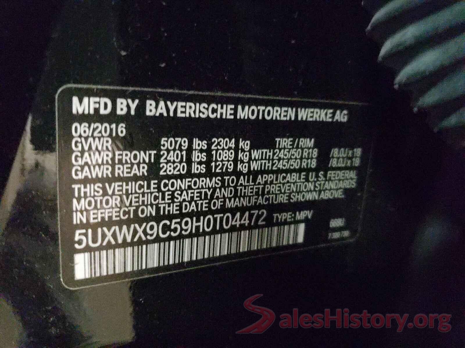 5UXWX9C59H0T04472 2017 BMW X3