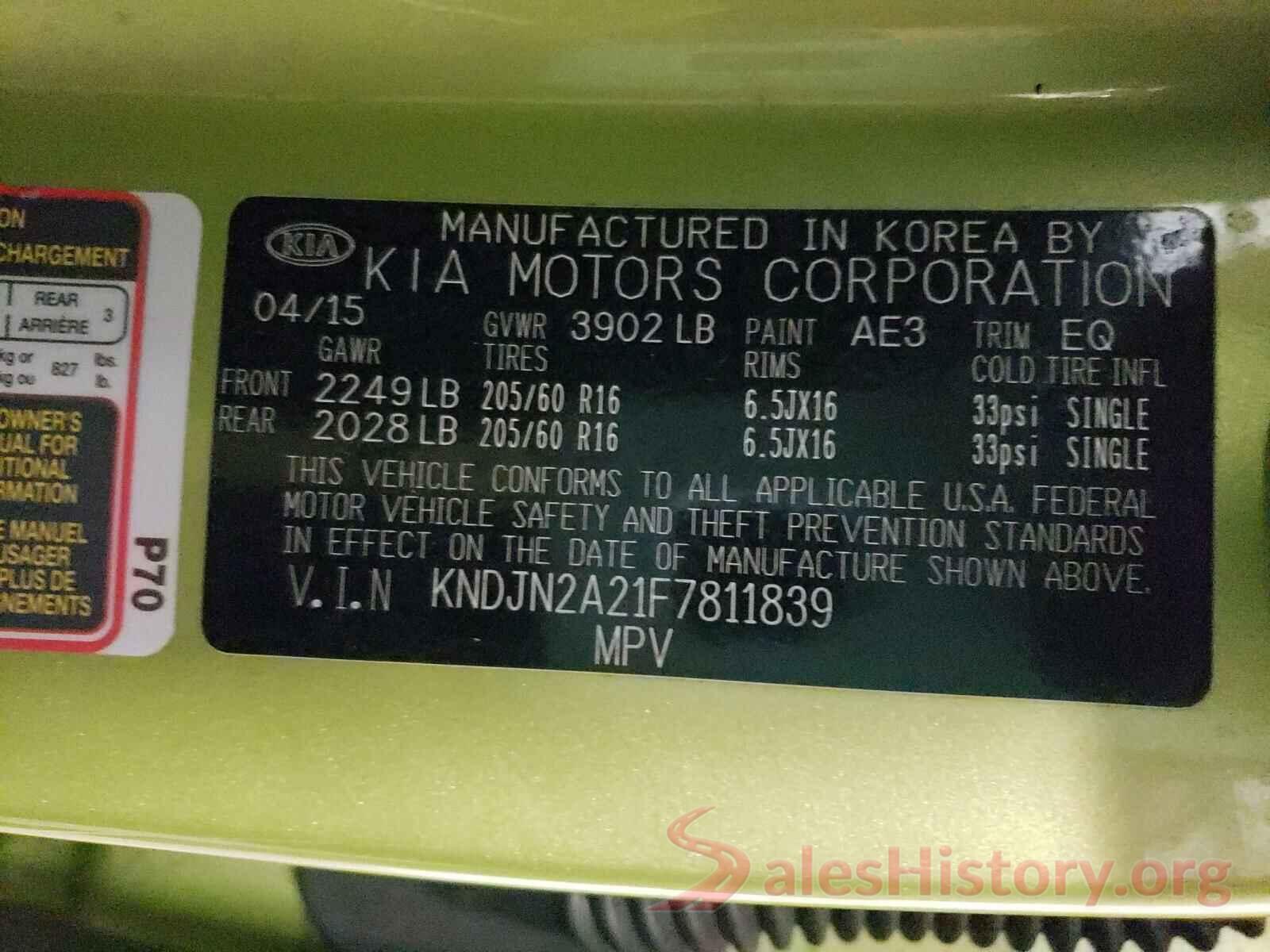 KNDJN2A21F7811839 2015 KIA SOUL