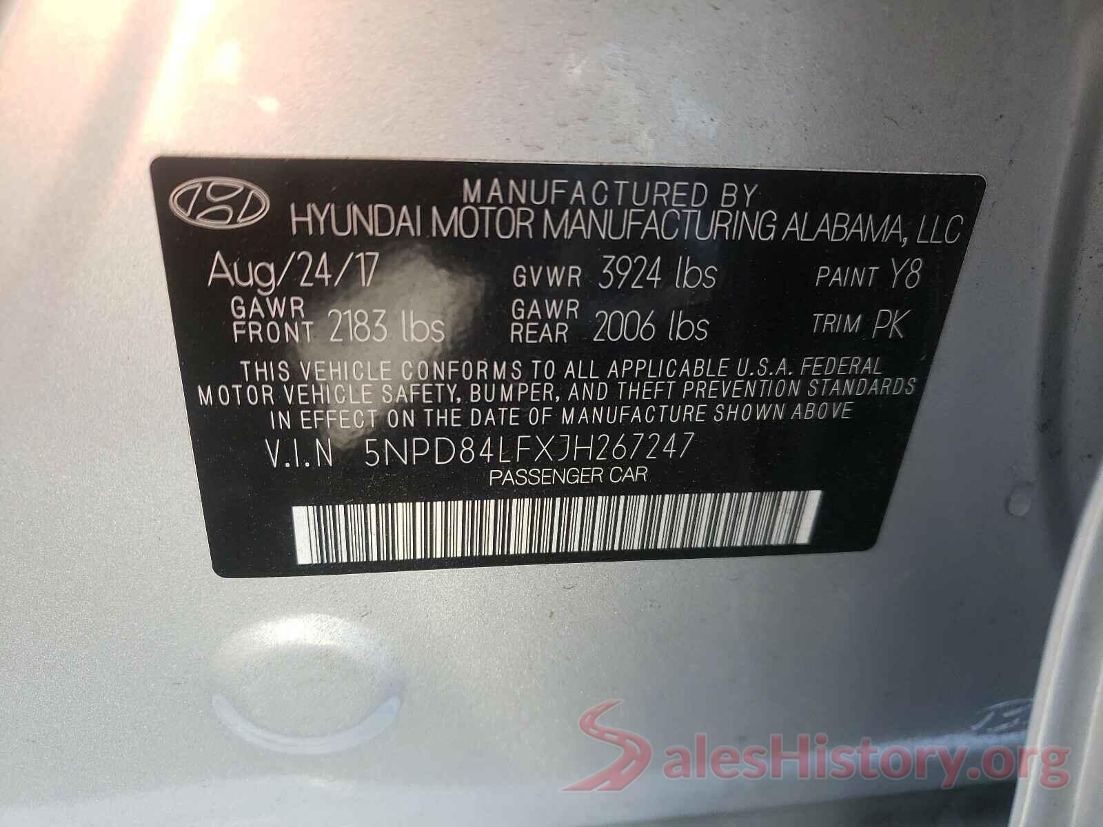 5NPD84LFXJH267247 2018 HYUNDAI ELANTRA