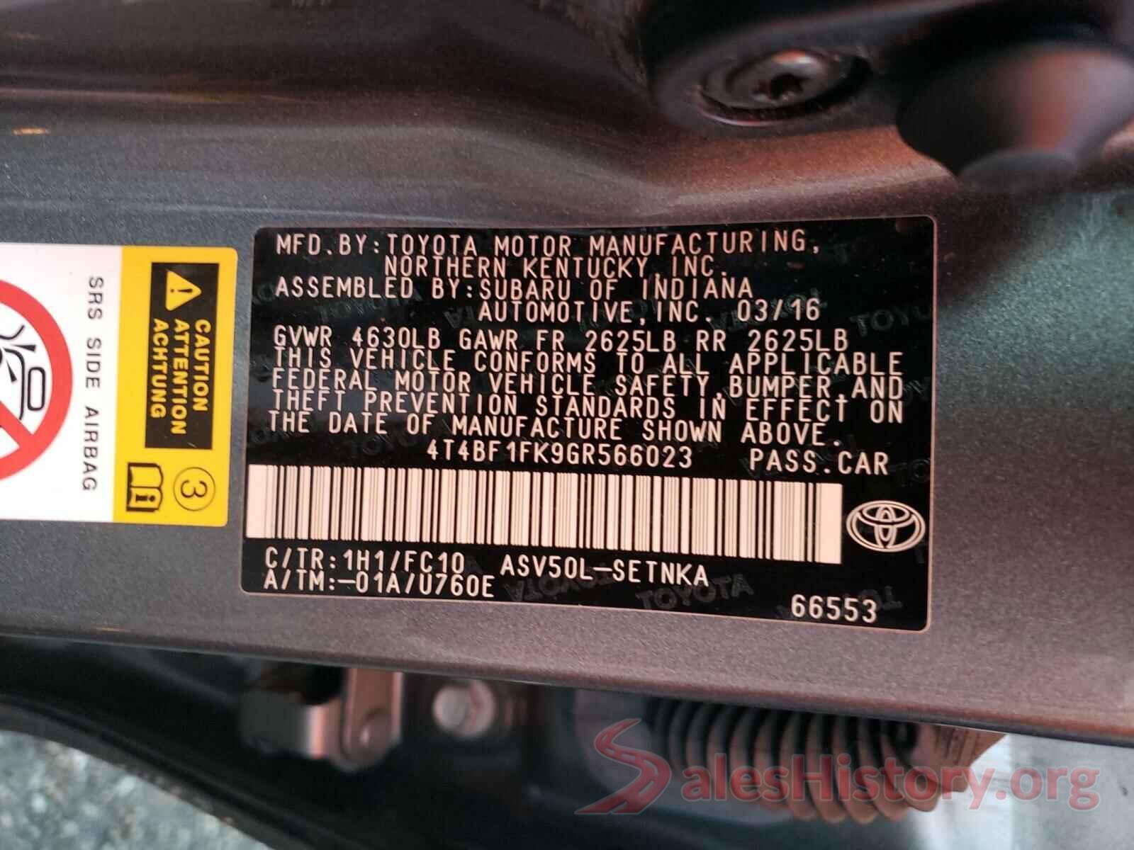 4T4BF1FK9GR566023 2016 TOYOTA CAMRY