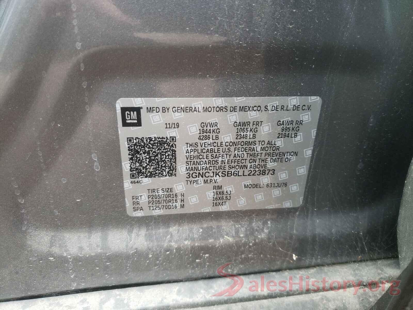 3GNCJKSB6LL223873 2020 CHEVROLET TRAX