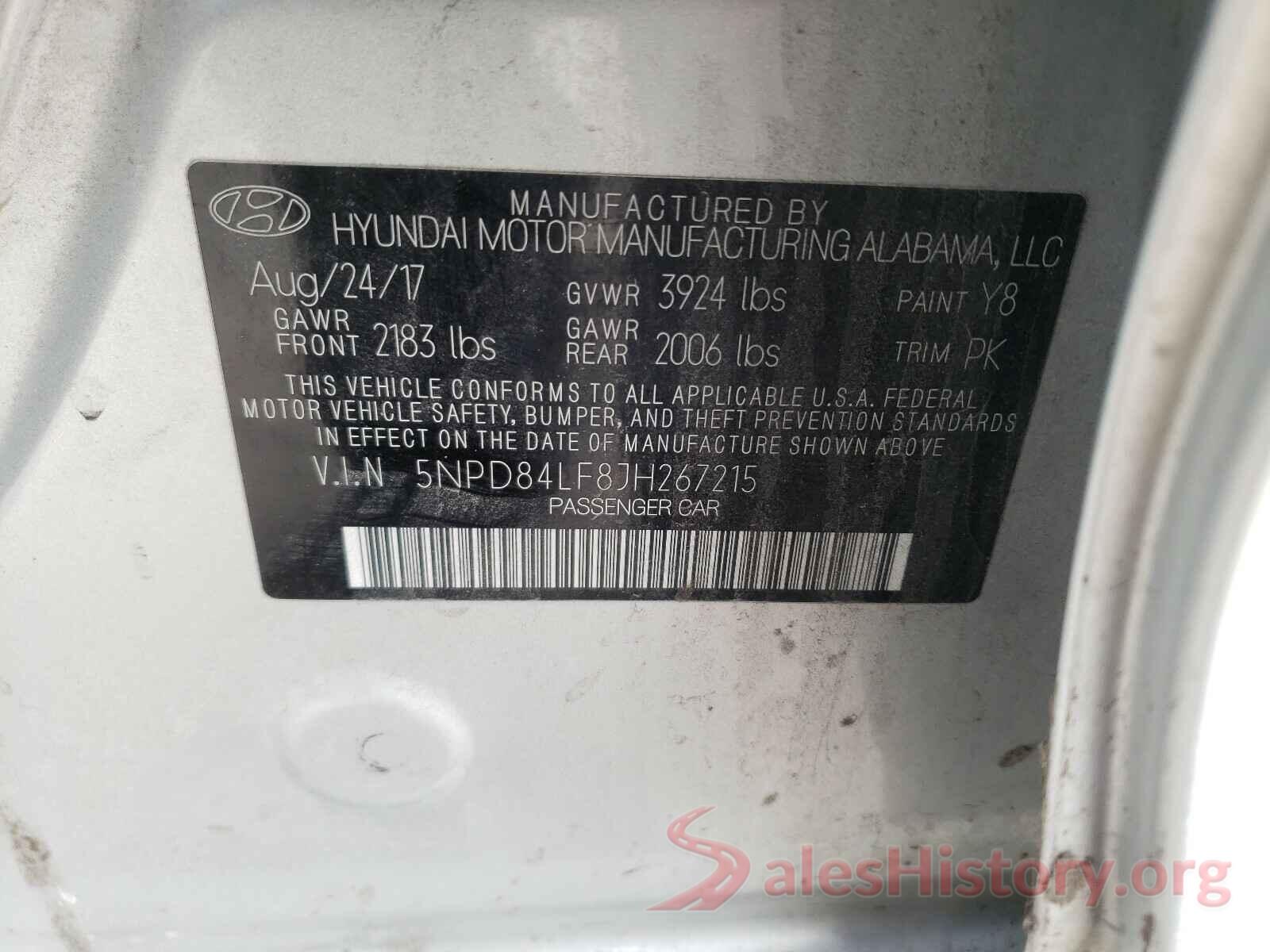 5NPD84LF8JH267215 2018 HYUNDAI ELANTRA