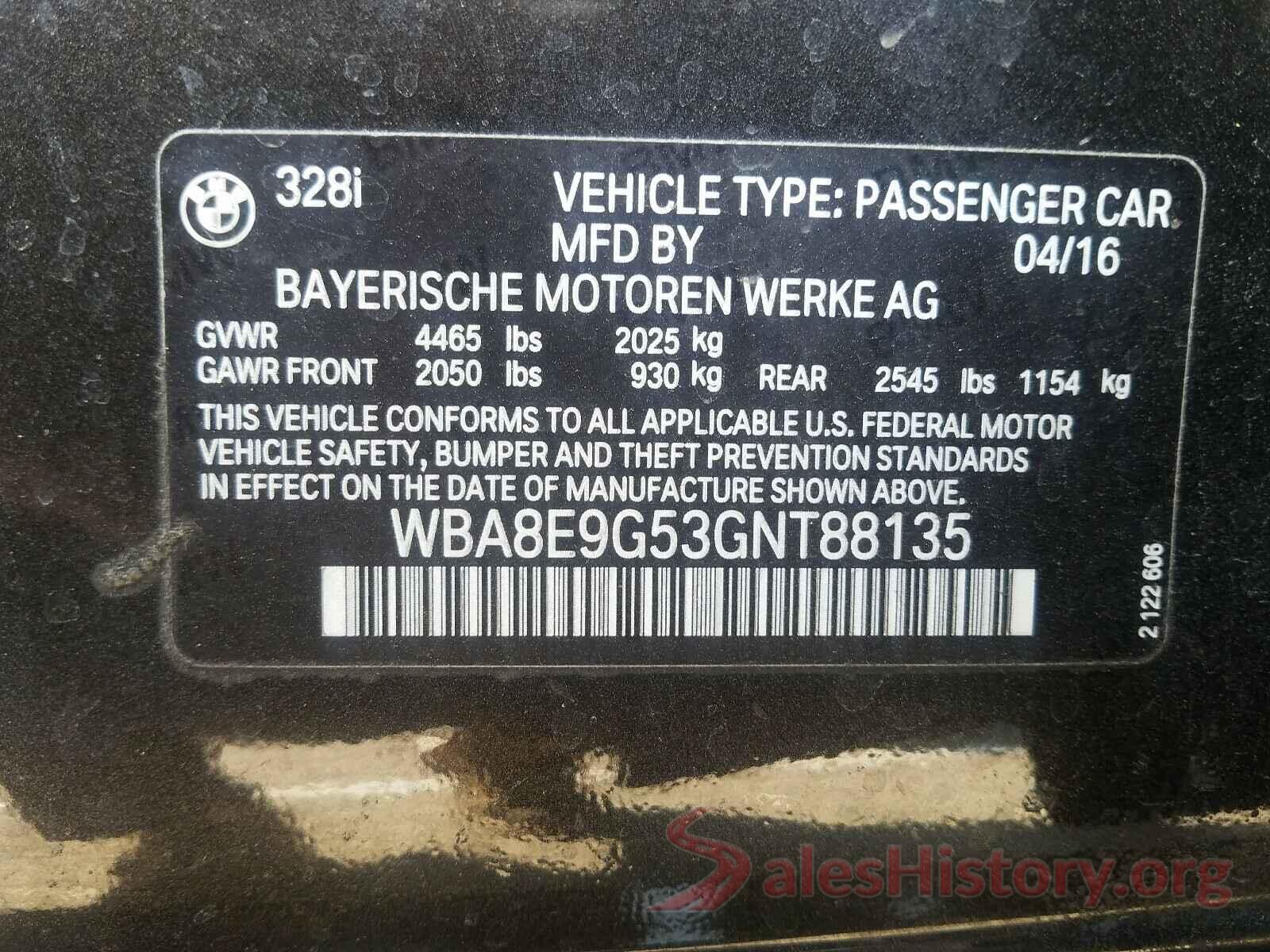 WBA8E9G53GNT88135 2016 BMW 3 SERIES