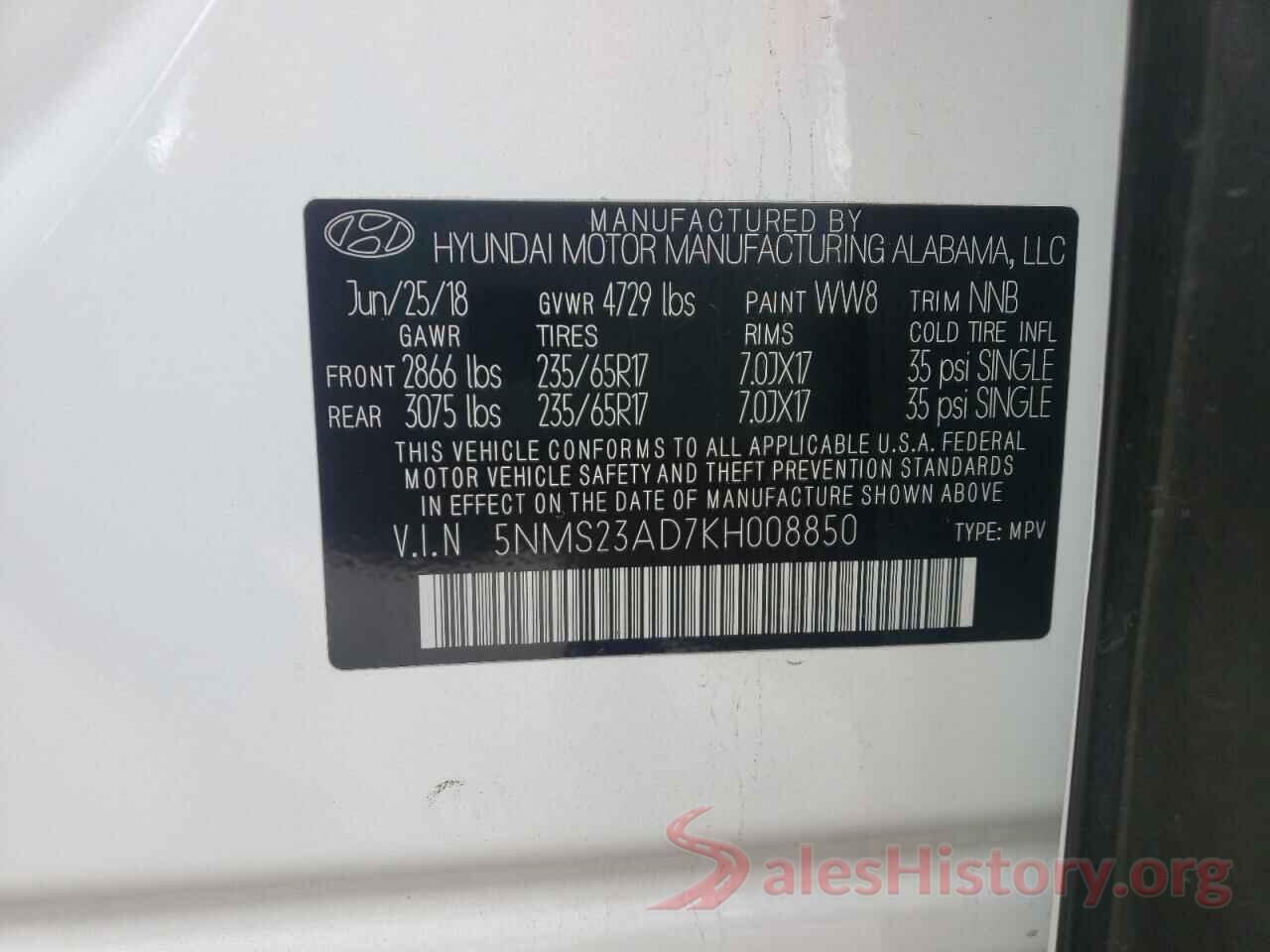 5NMS23AD7KH008850 2019 HYUNDAI SANTA FE