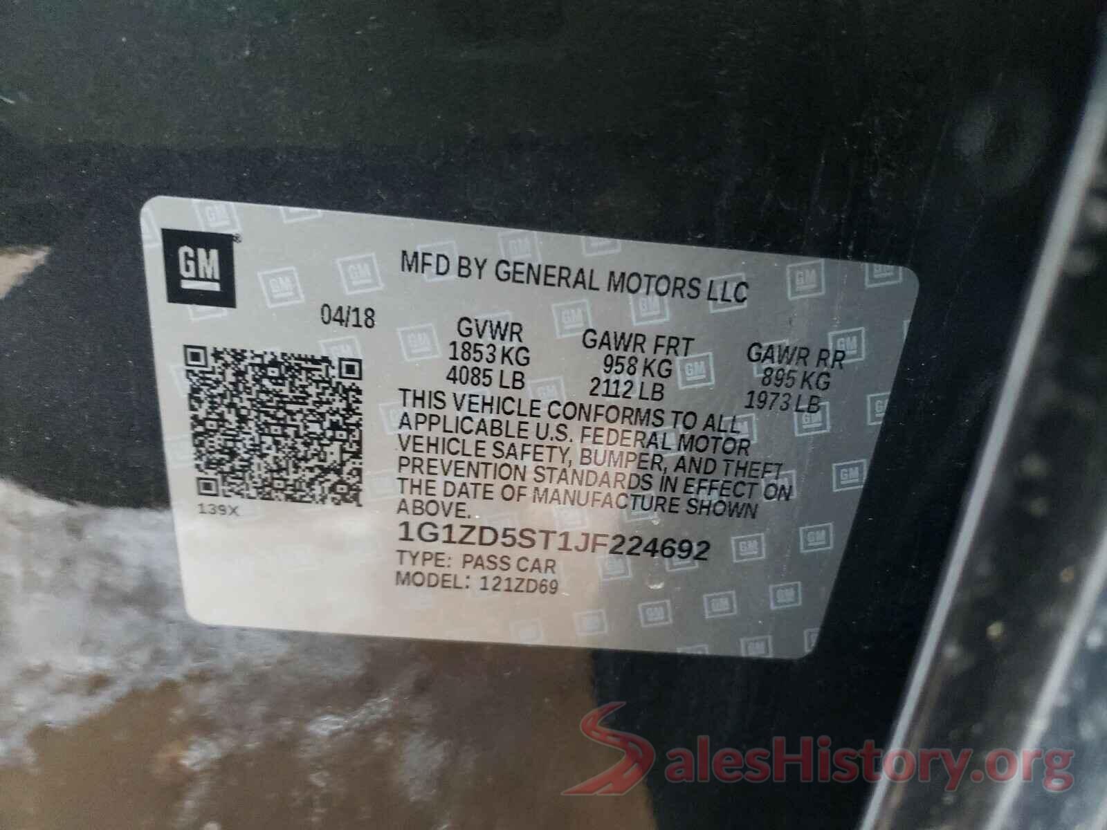 1G1ZD5ST1JF224692 2018 CHEVROLET MALIBU