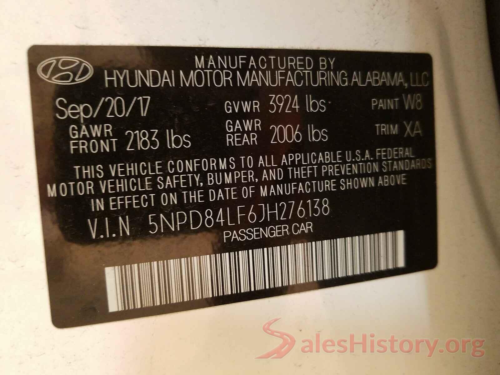 5NPD84LF6JH276138 2018 HYUNDAI ELANTRA