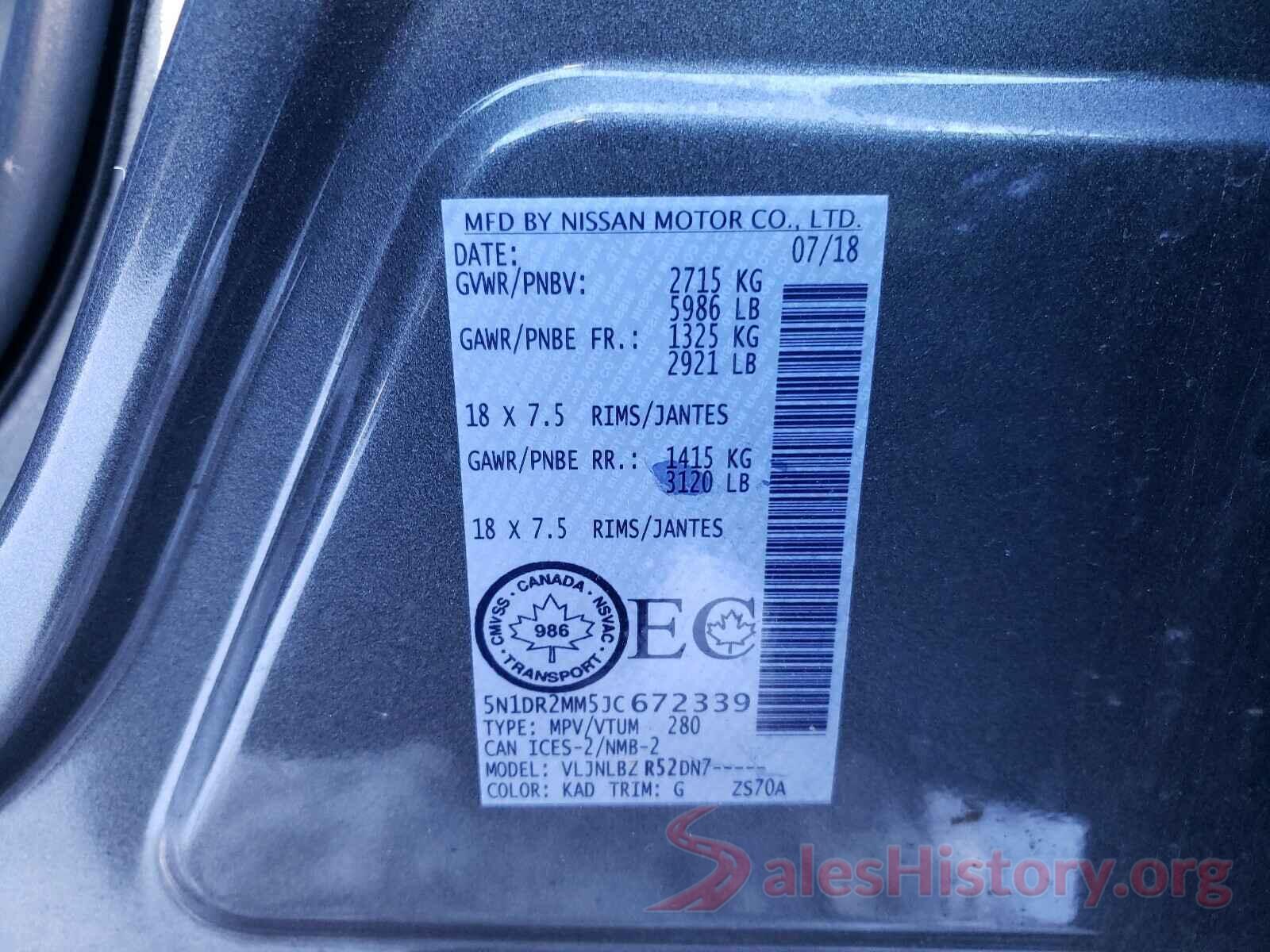 5N1DR2MM5JC672339 2018 NISSAN PATHFINDER