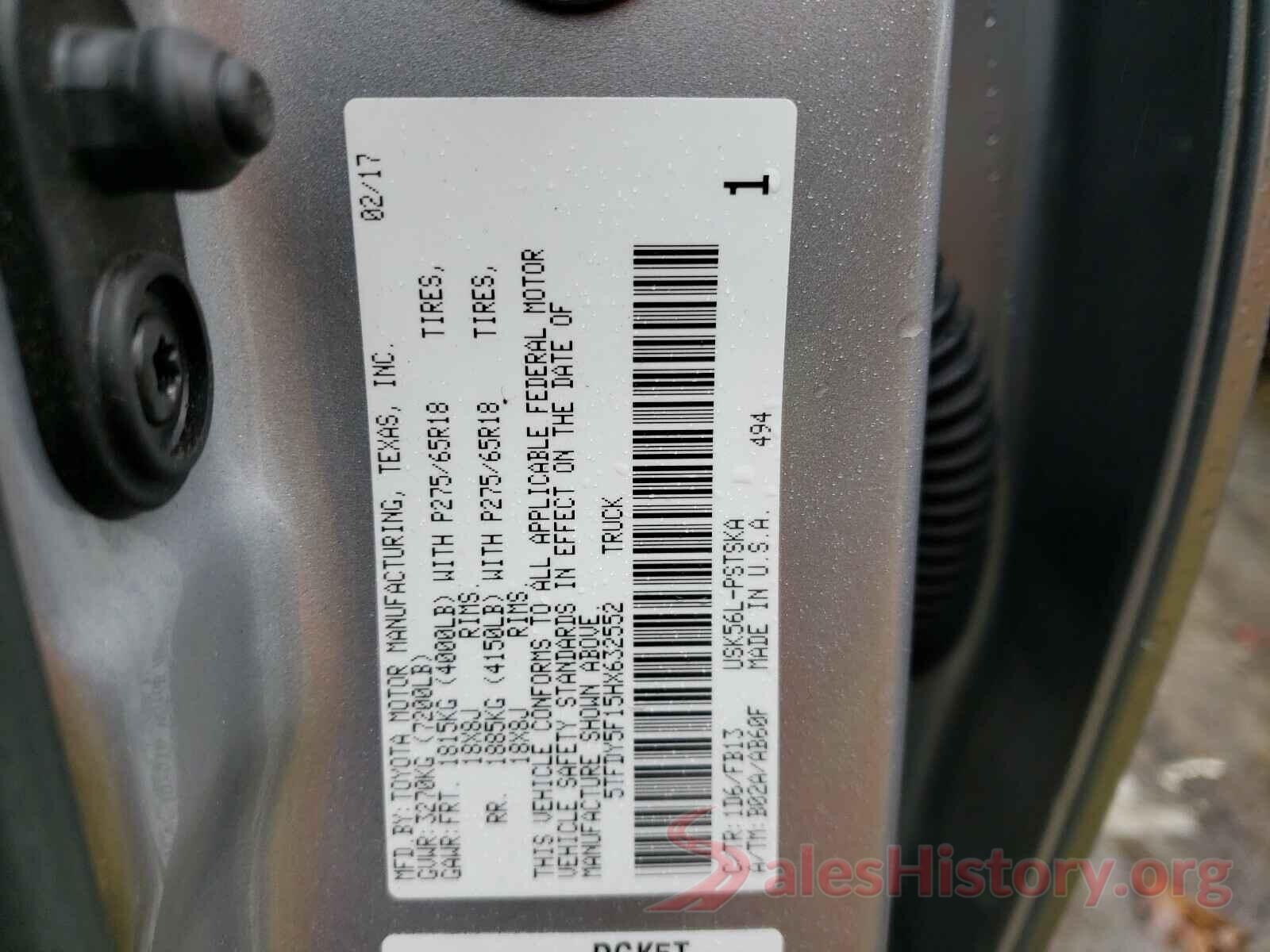 5TFDY5F15HX632552 2017 TOYOTA TUNDRA