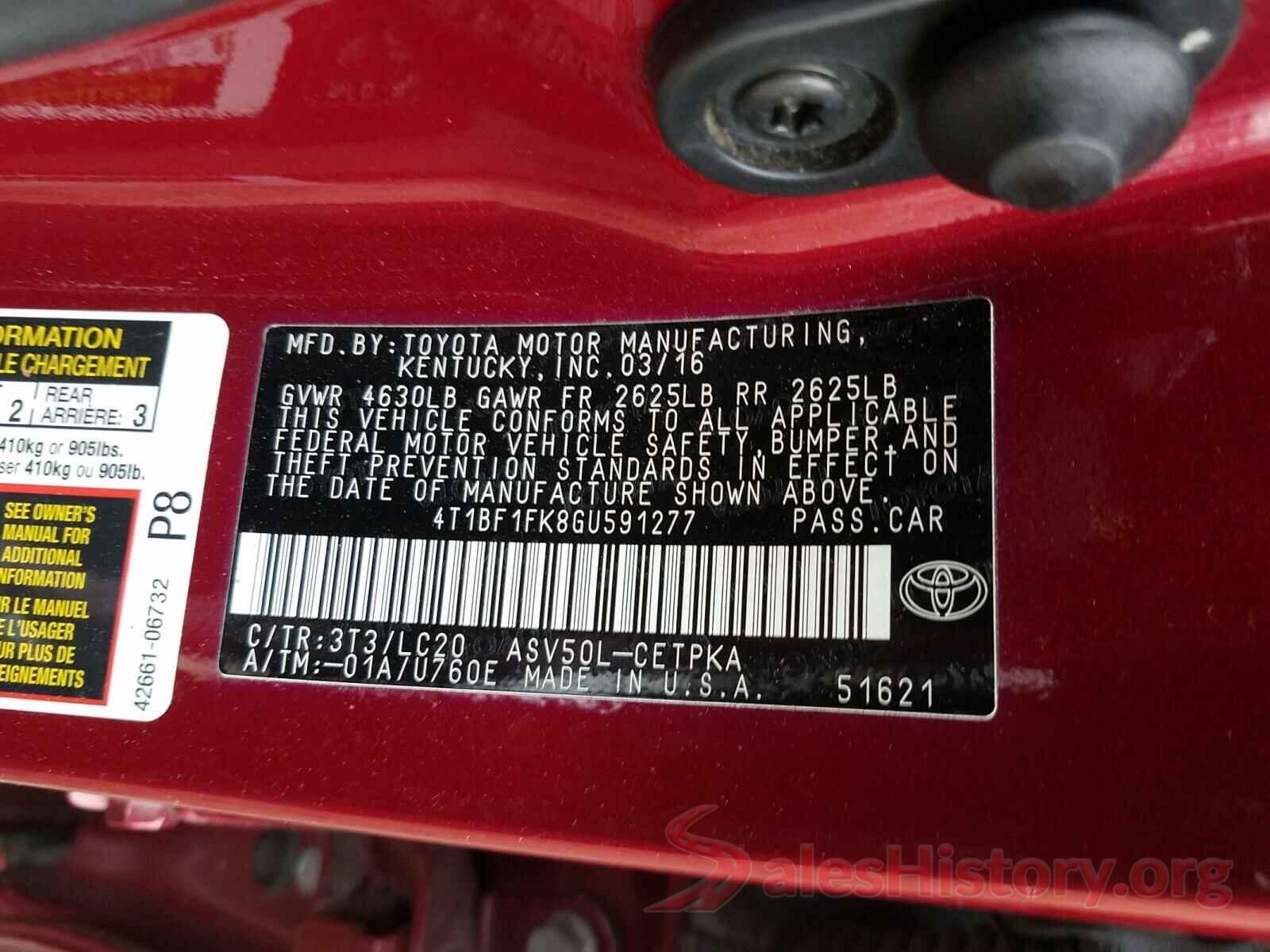 4T1BF1FK8GU591277 2016 TOYOTA CAMRY