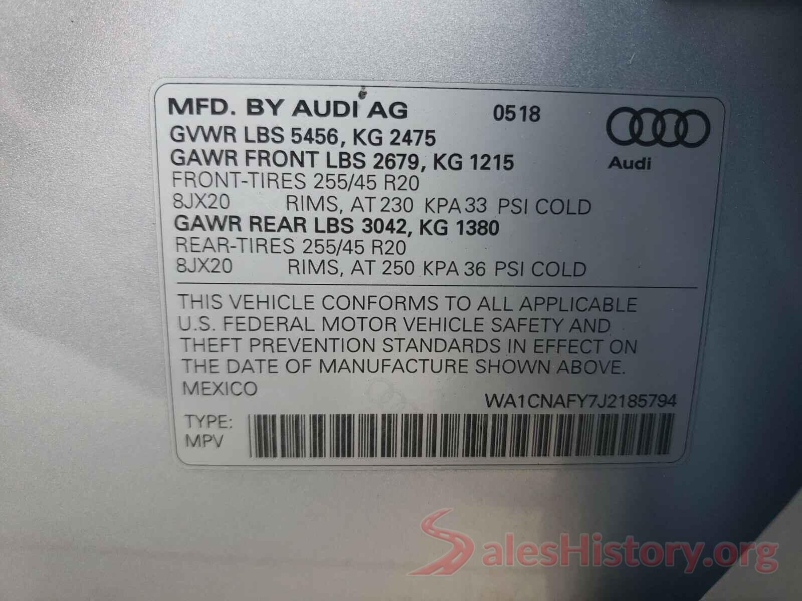 WA1CNAFY7J2185794 2018 AUDI Q5