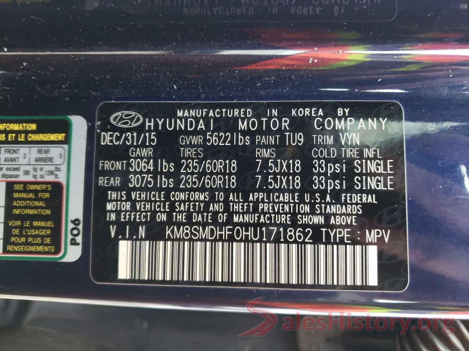 KM8SMDHF0HU171862 2017 HYUNDAI SANTA FE