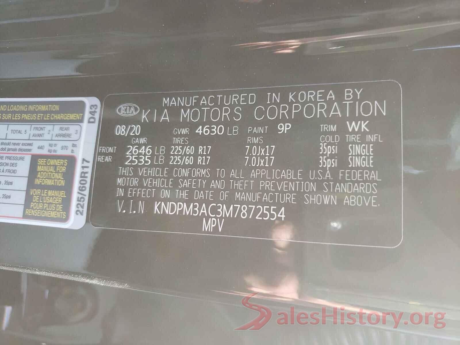 KNDPM3AC3M7872554 2021 KIA SPORTAGE