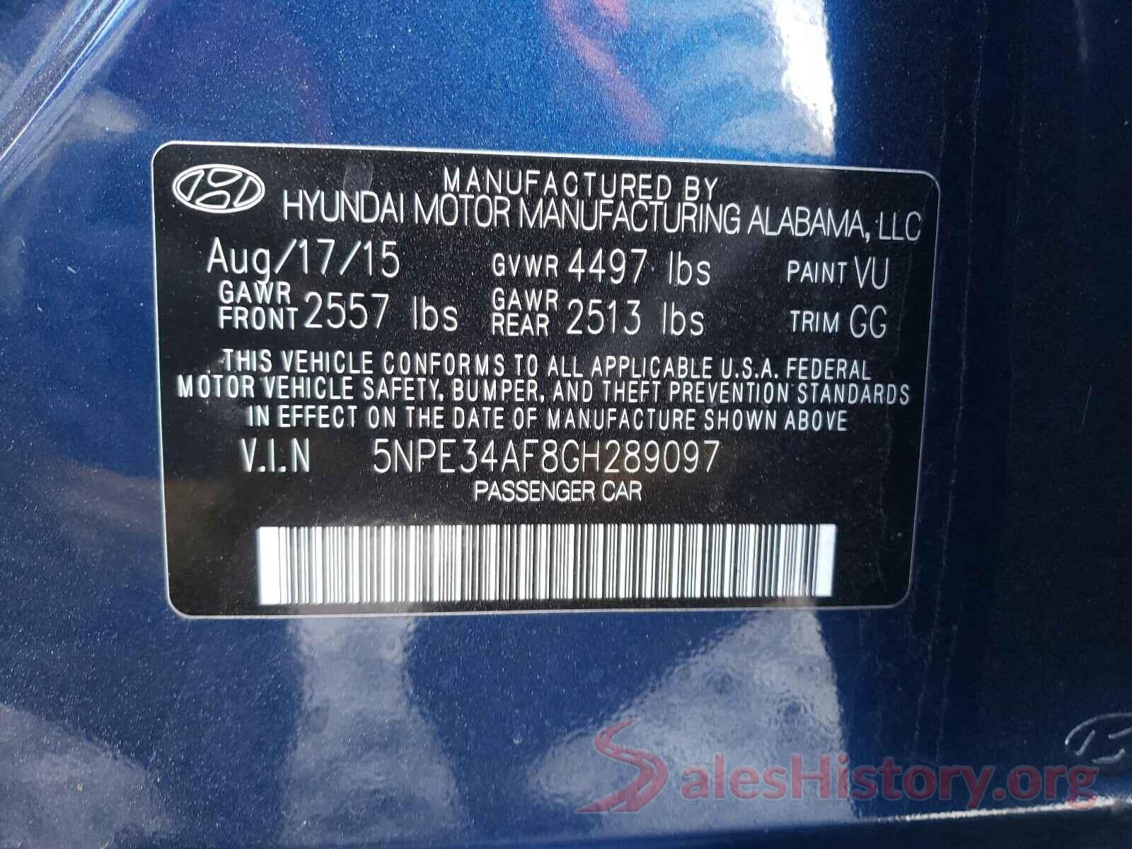 5NPE34AF8GH289097 2016 HYUNDAI SONATA