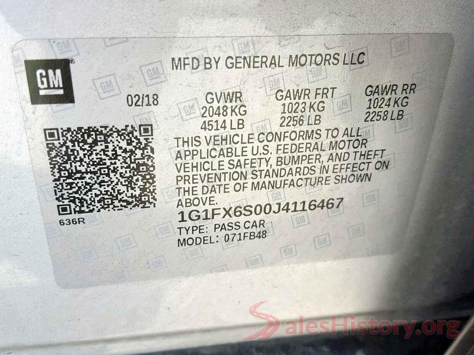 1G1FX6S00J4116467 2018 CHEVROLET BOLT