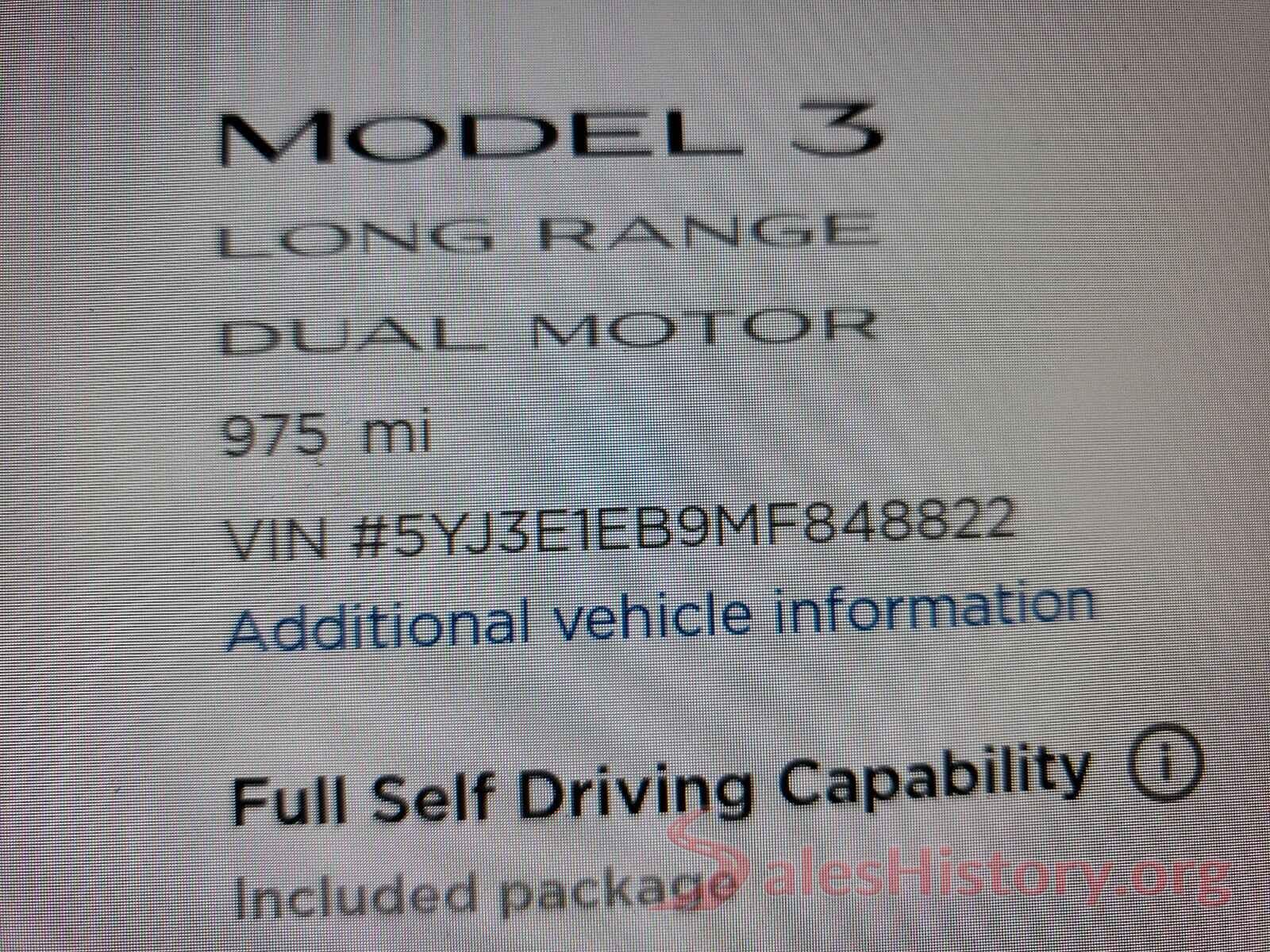 5YJ3E1EB9MF848822 2021 TESLA MODEL 3