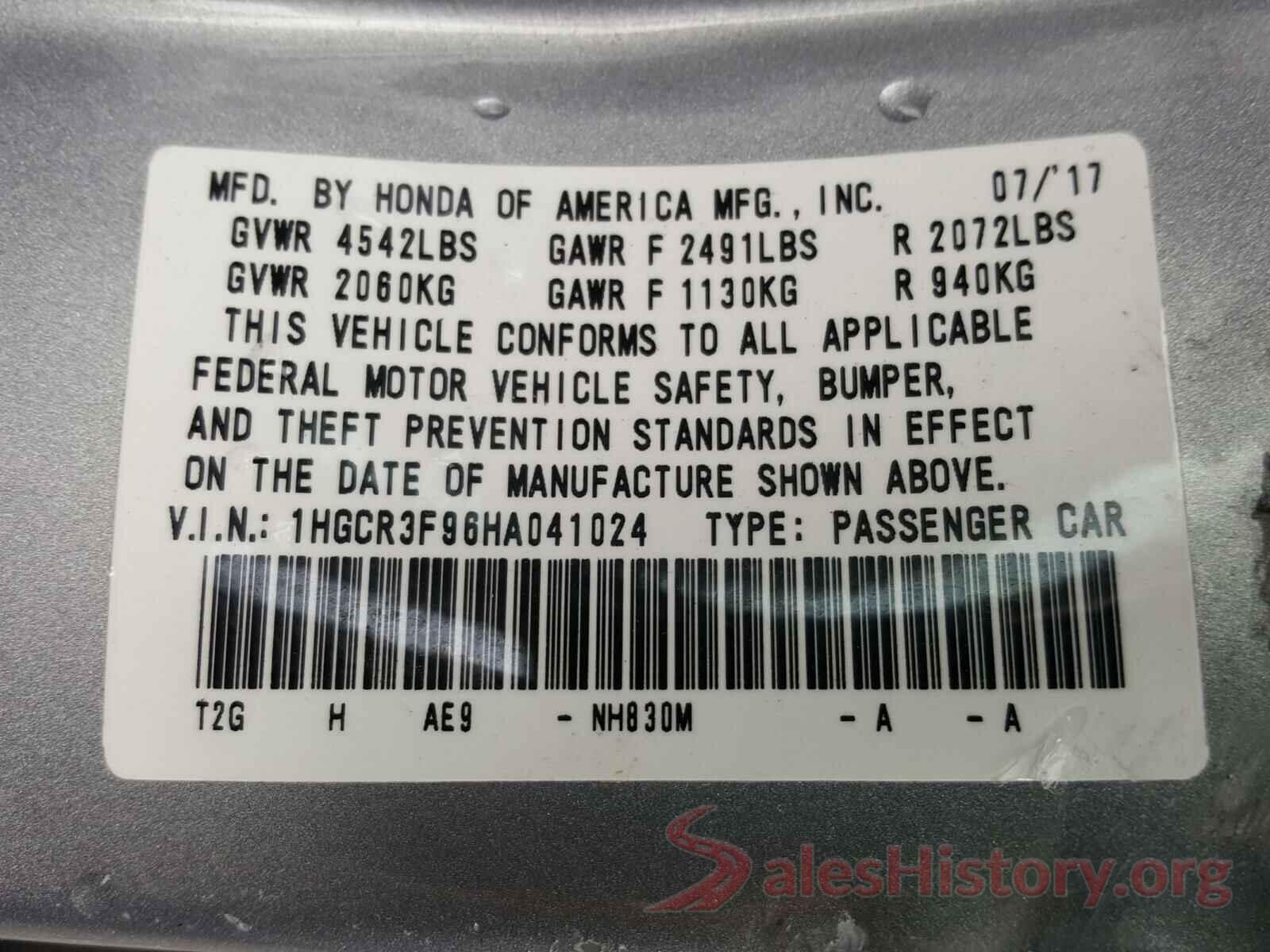 1HGCR3F96HA041024 2017 HONDA ACCORD