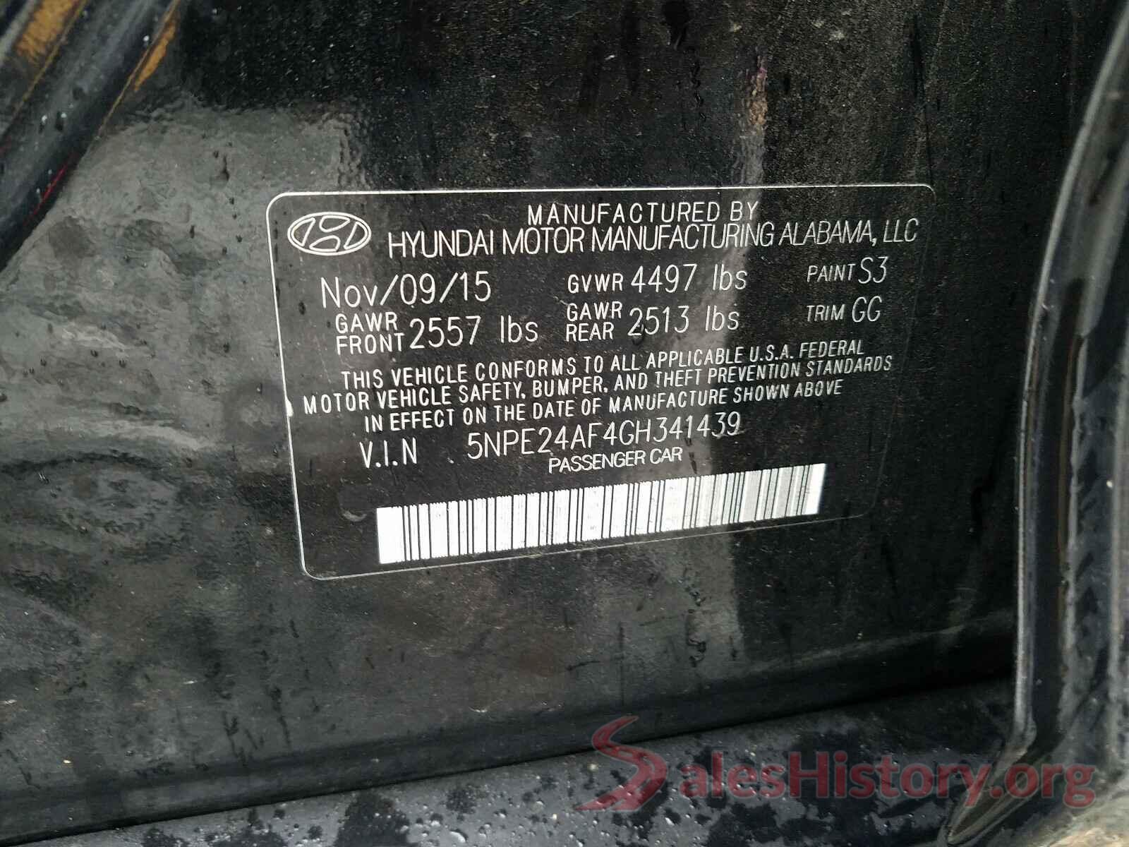 5NPE24AF4GH341439 2016 HYUNDAI SONATA