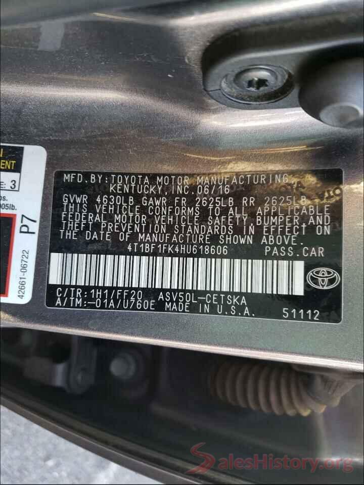 4T1BF1FK4HU618606 2017 TOYOTA CAMRY