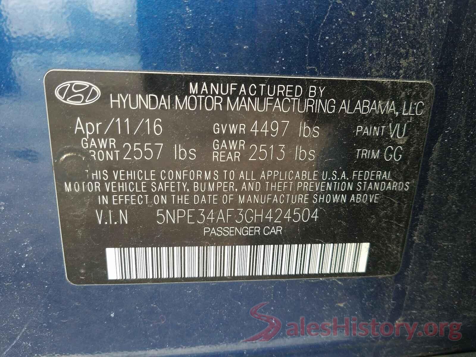 5NPE34AF3GH424504 2016 HYUNDAI SONATA