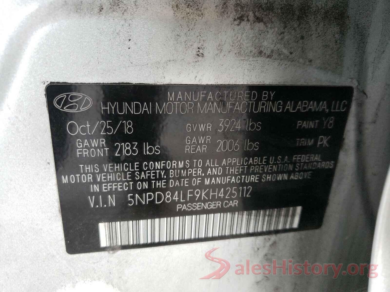 5NPD84LF9KH425112 2019 HYUNDAI ELANTRA