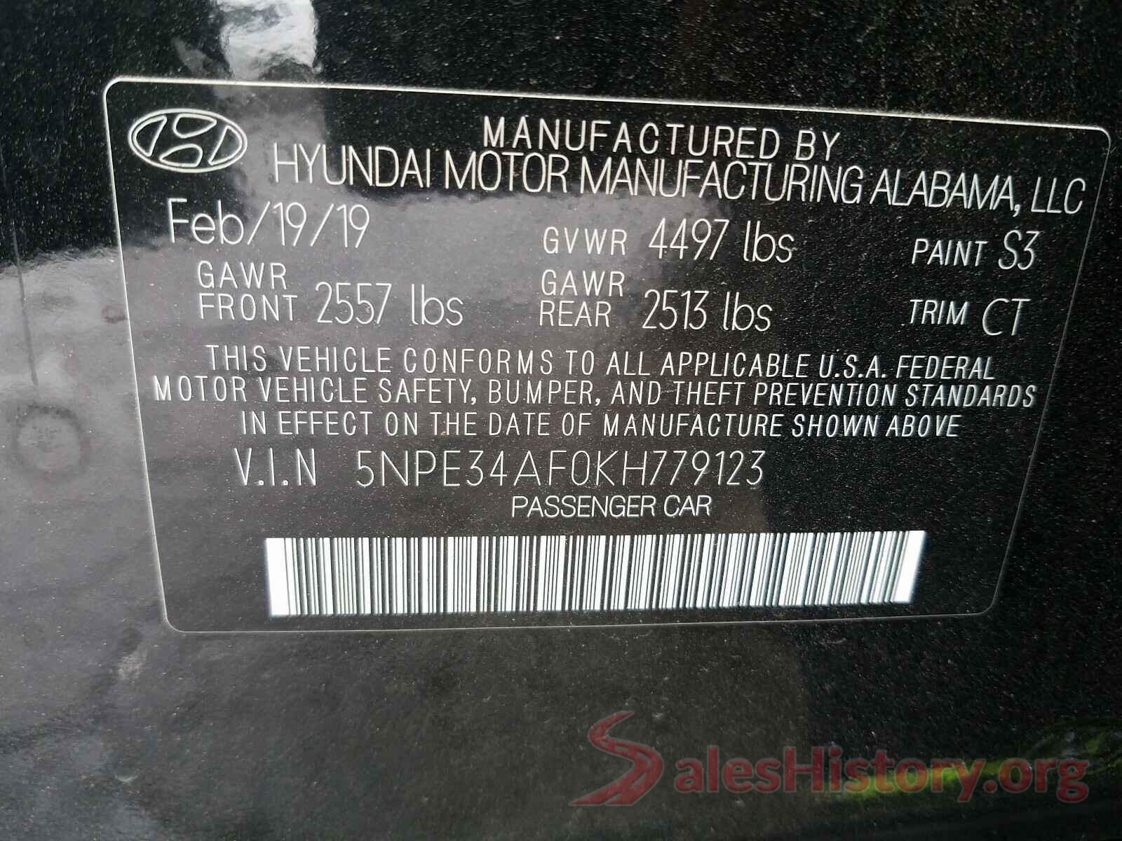 5NPE34AF0KH779123 2019 HYUNDAI SONATA